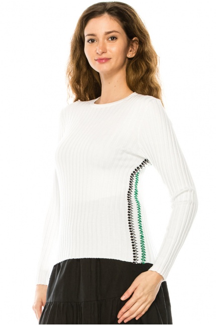 White Basic Ribbed Sweater
