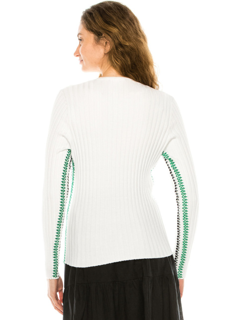 White Basic Ribbed Sweater