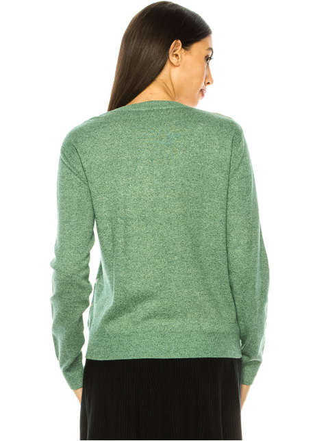 Green V-Neck Geometric Print Cardigan