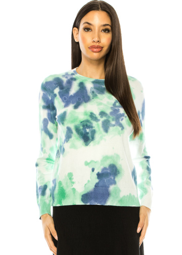Creatively Tie Dye Sweater In Green & Blue