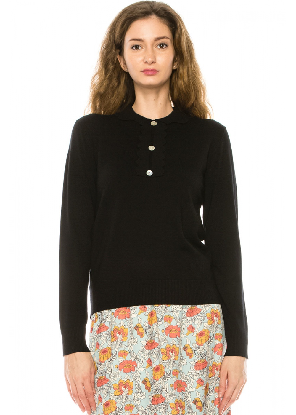 Black Shirt Collar Sweater