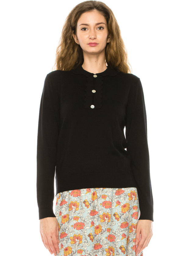 Black Shirt Collar Sweater