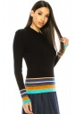 Black Sweater With Striped Edge
