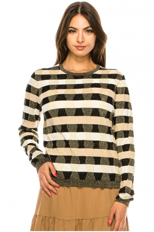 Gold Lurex Striped Sweater