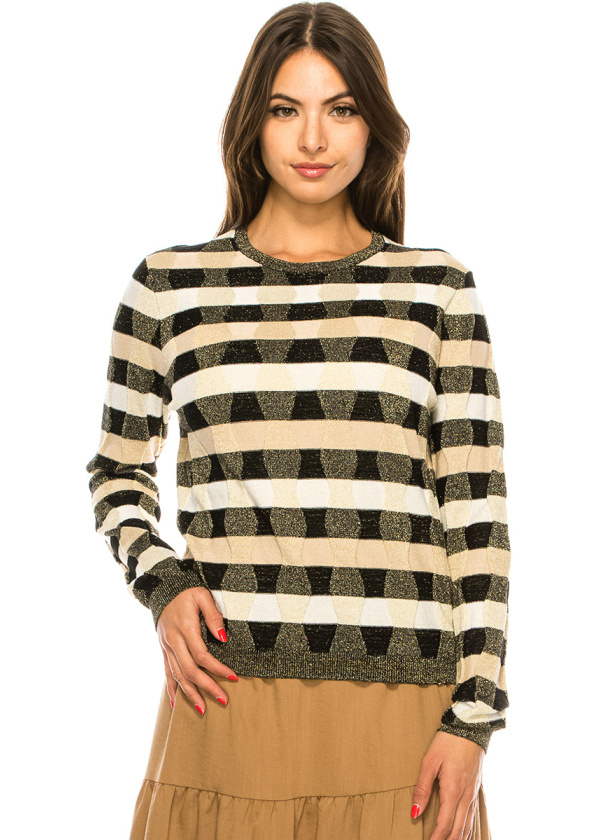 Gold Lurex Striped Sweater