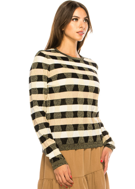 Gold Lurex Striped Sweater