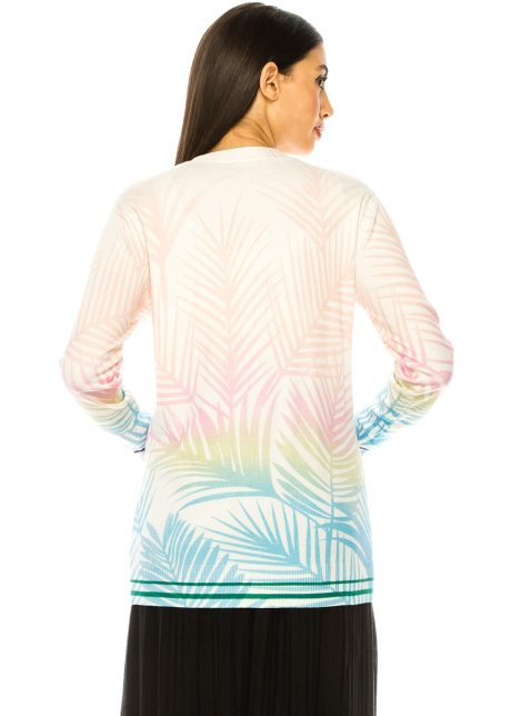 White Cardigan With Vibrant Print