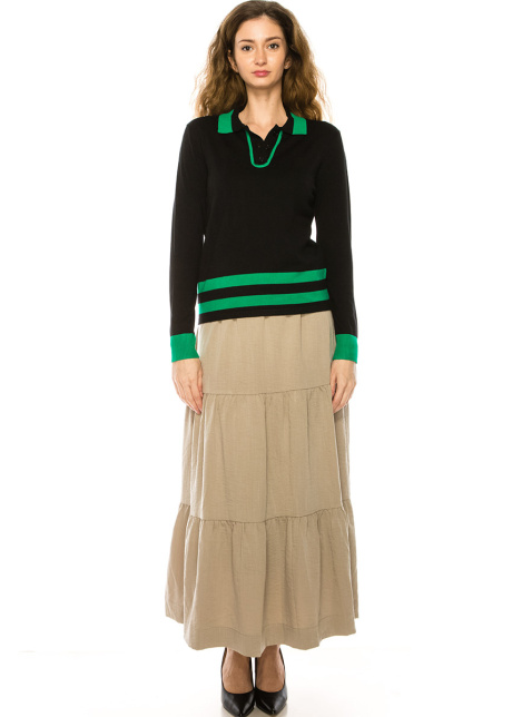 Shirt Collar Sweater In Black