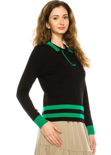 Shirt Collar Sweater In Black