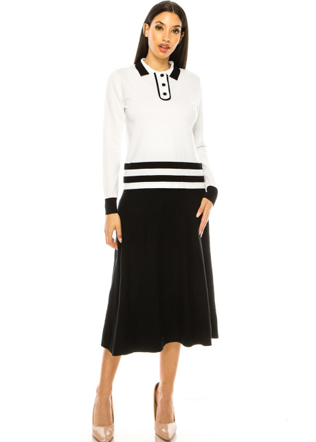 Shirt Collar Sweater In White