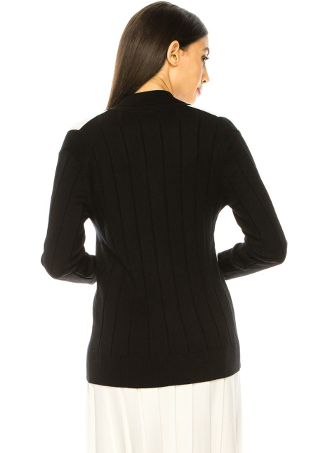 Cable Knit Cardigan In Black & White