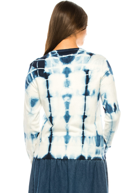 White And Blue Tie-Dye Sweater