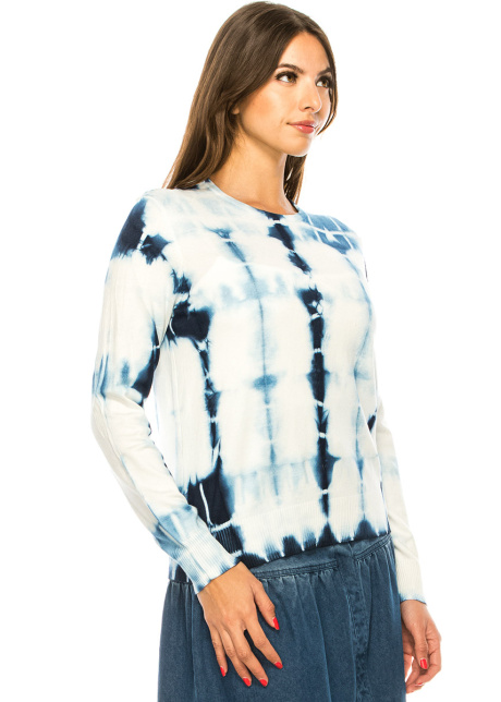 White And Blue Tie-Dye Sweater