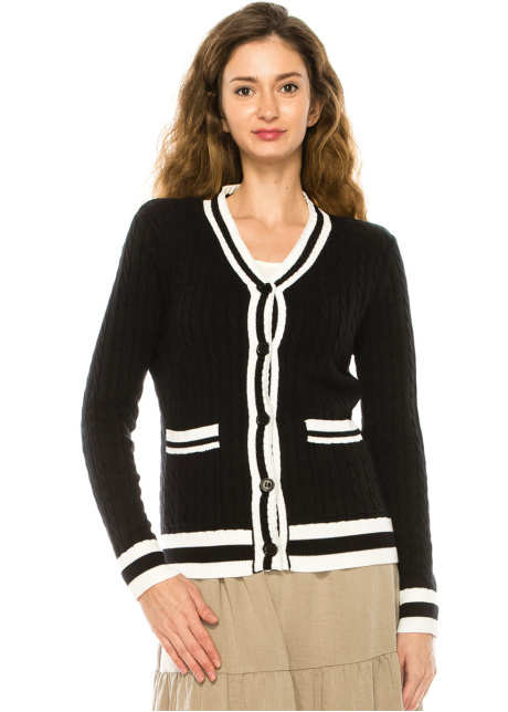 Black Cable Knit Cardigan