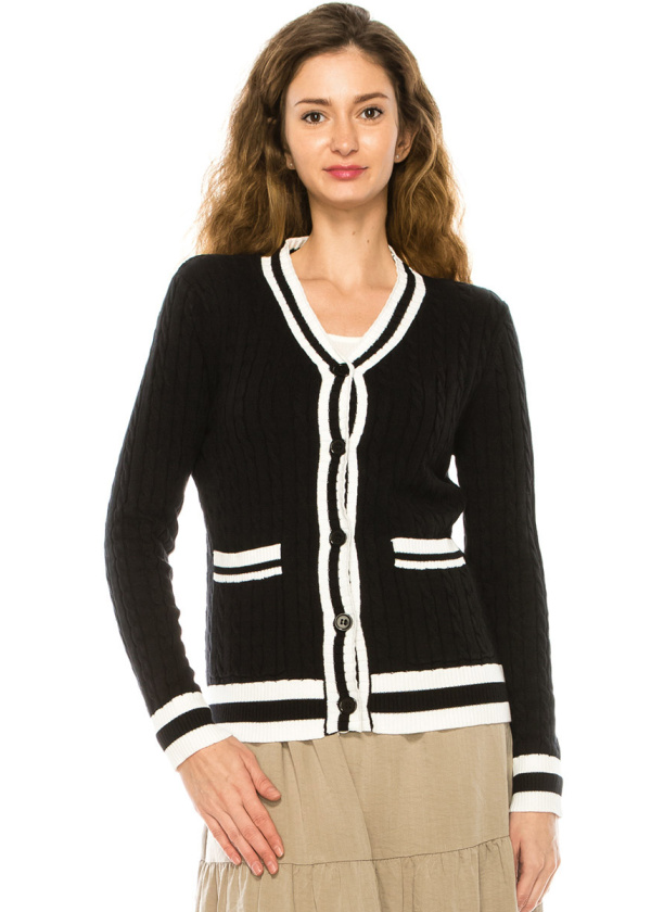 Black Cable Knit Cardigan