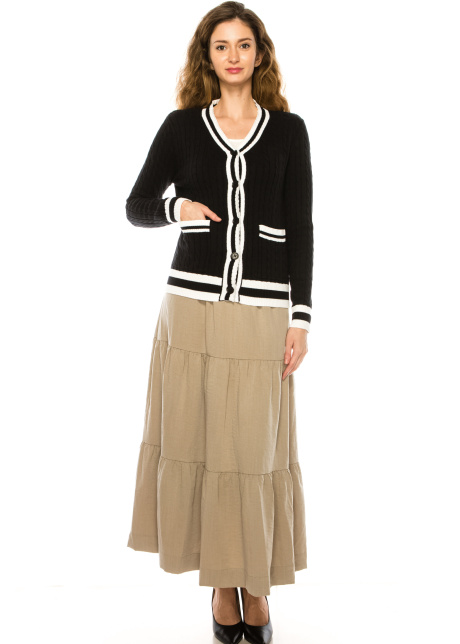 Black Cable Knit Cardigan
