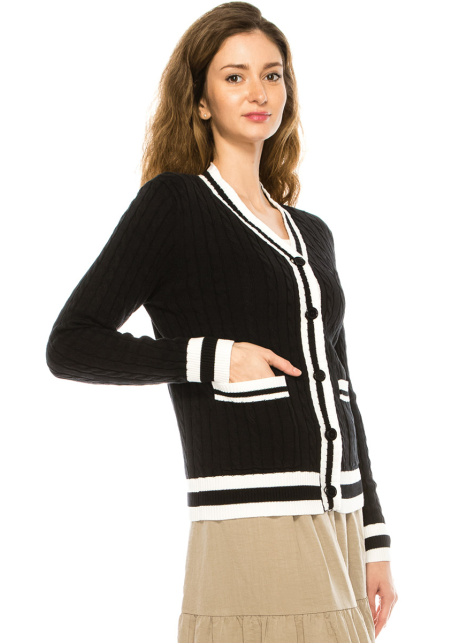 Black Cable Knit Cardigan