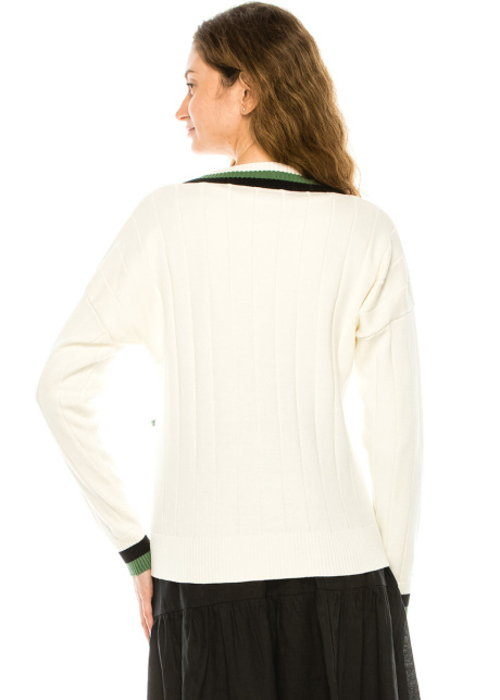 V-Neck White Cardigan
