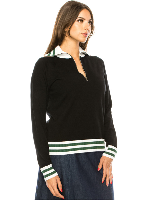 Quarter Zip Black Sweater