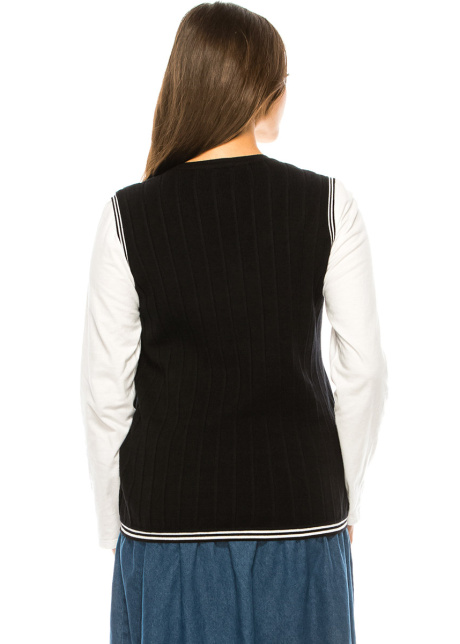 Black V-Neck Ribbed Vest