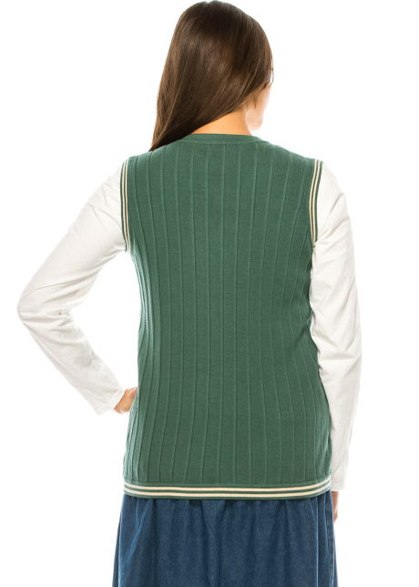 Green V-Neck Ribbed Vest