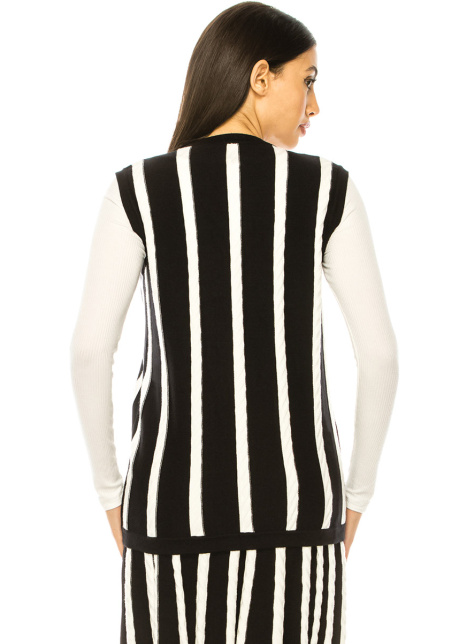 Black Striped Vest With Pockets