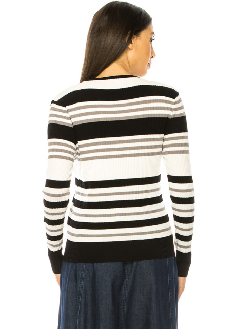 Striped Ribbed Sweater In Black & White