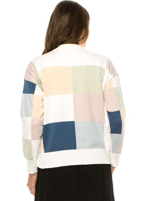 Multi-Colored Classic Color Block Cardigan
