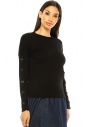Black Sweater With Button Decor Sleeves