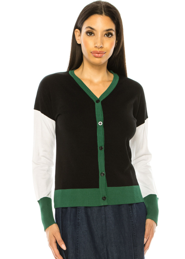 Classic Color Block Cardigan