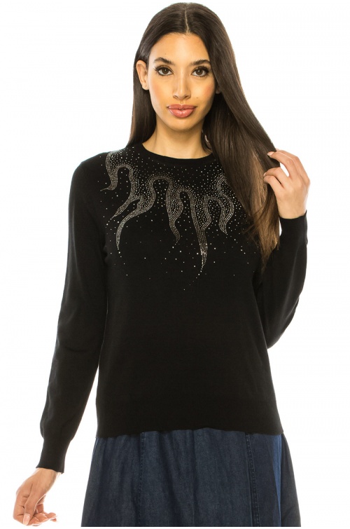 Black Embellished Knit Sweater