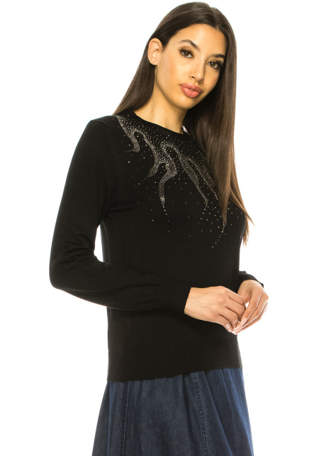 Black Embellished Knit Sweater