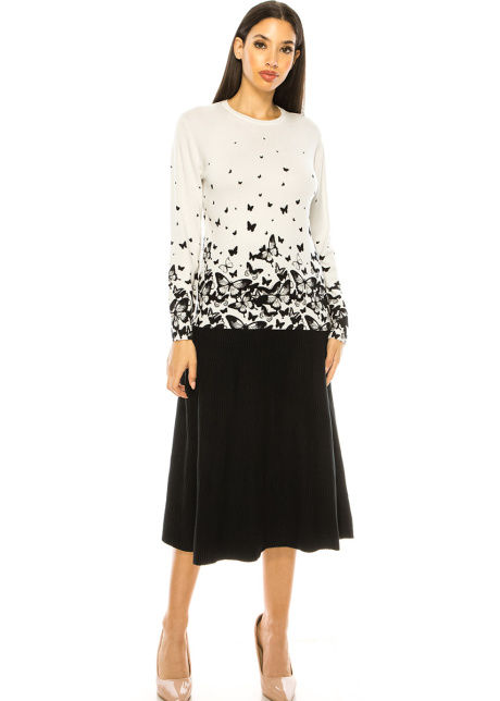 Butterfly Print Sweater in White