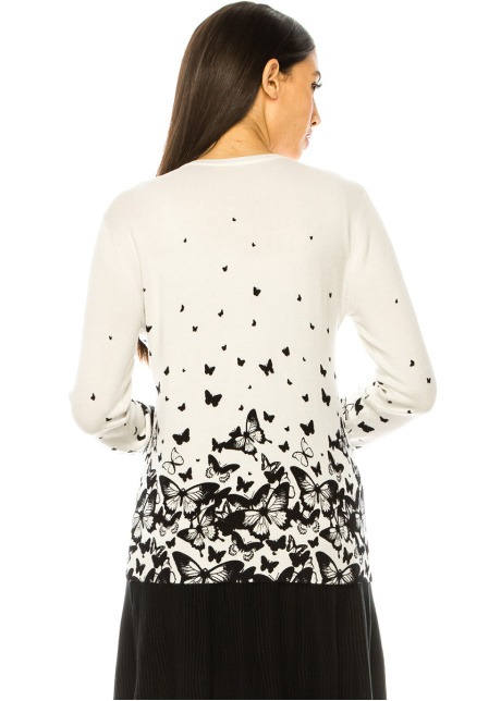 Butterfly Print Sweater in White