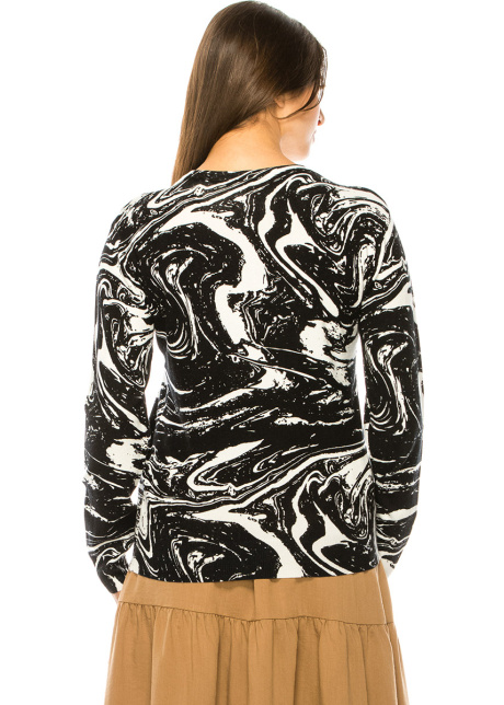 Crewneck Tie-Dye Sweater in Black & White