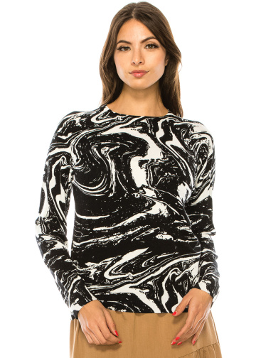 Crewneck Tie-Dye Sweater in Black & White