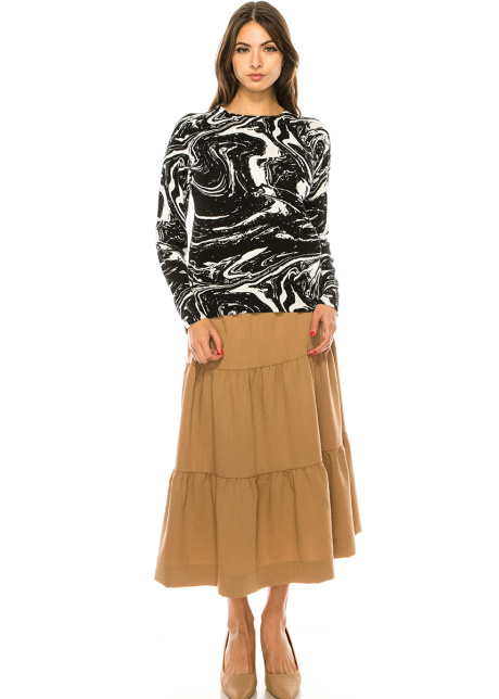Crewneck Tie-Dye Sweater in Black & White