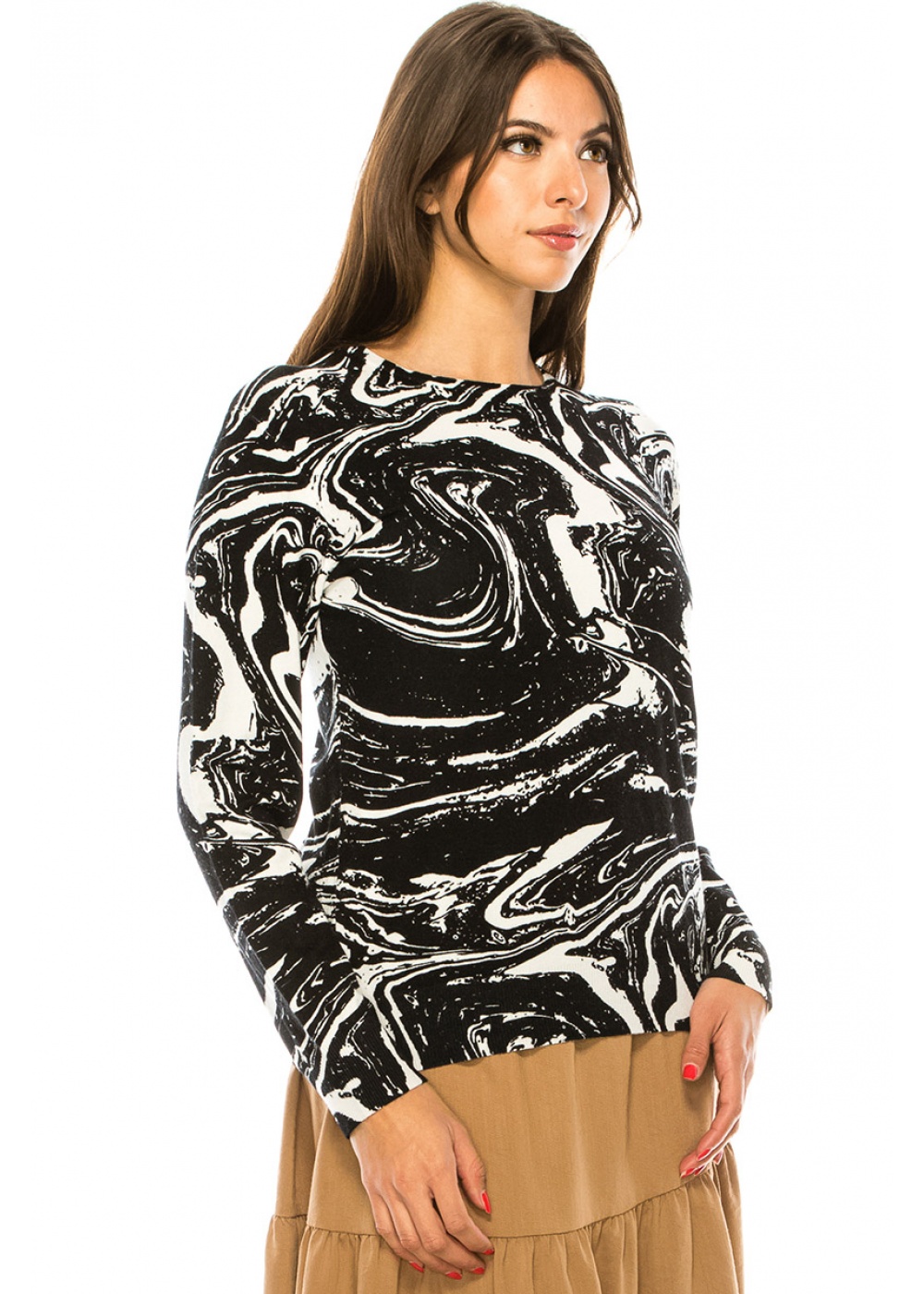 Crewneck Tie-Dye Sweater in Black & White
