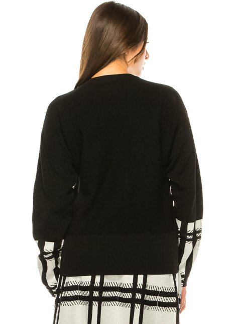Black Sweater With Plaid Accents