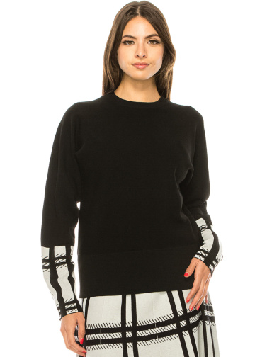 Black Sweater With Plaid Accents