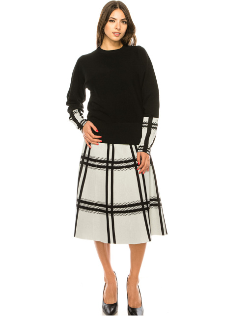 White A-Line Plaid Skirt