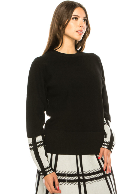 Black Sweater With Plaid Accents