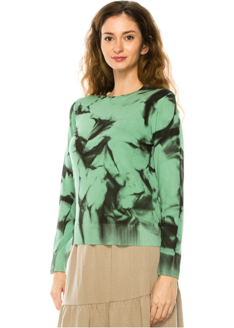 Crewneck Green Tie-Dye Sweater
