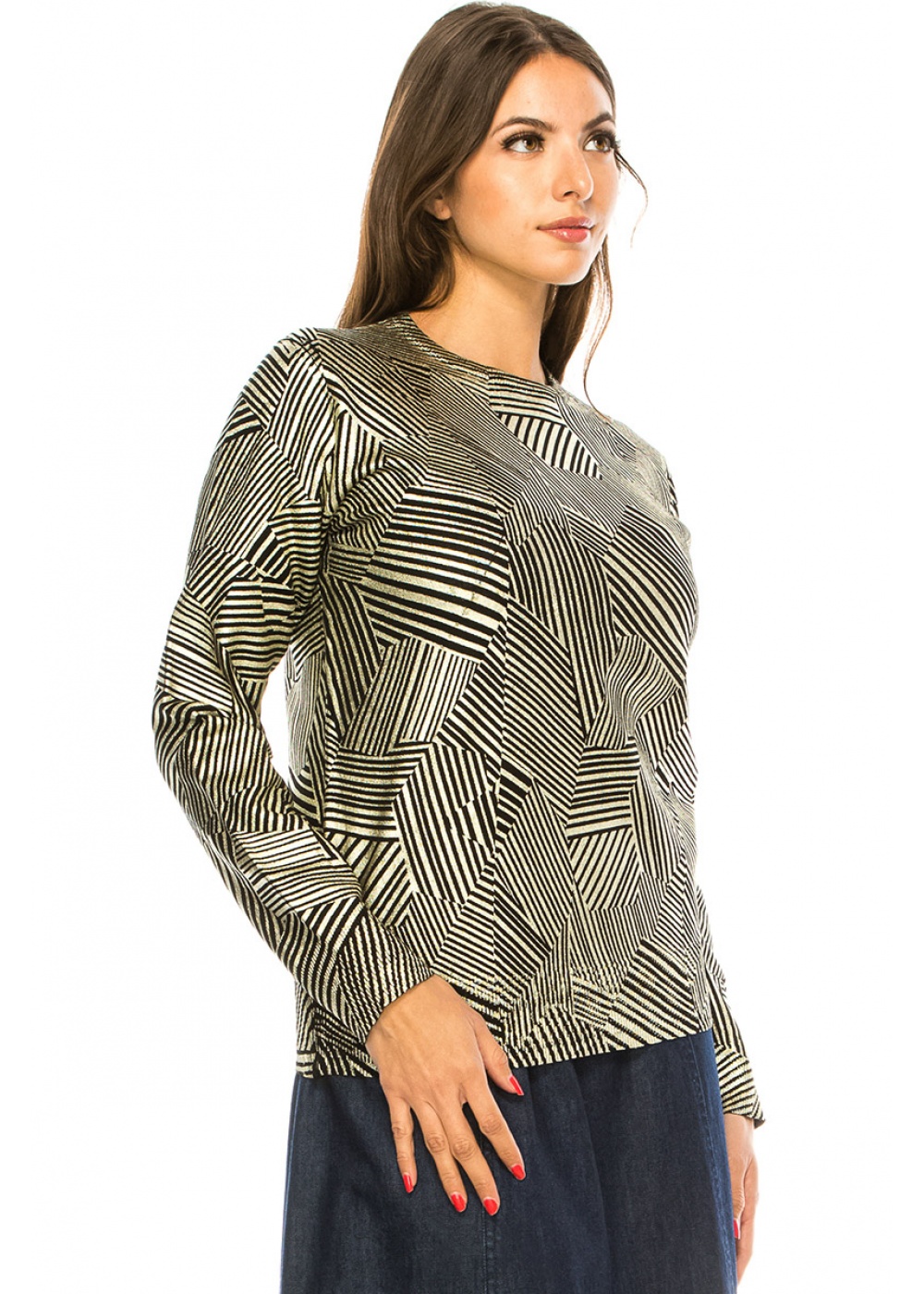 Gold Geometric Pattern Sweater