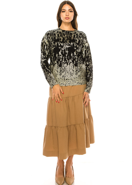 Black Abstract-Pattern Sweater