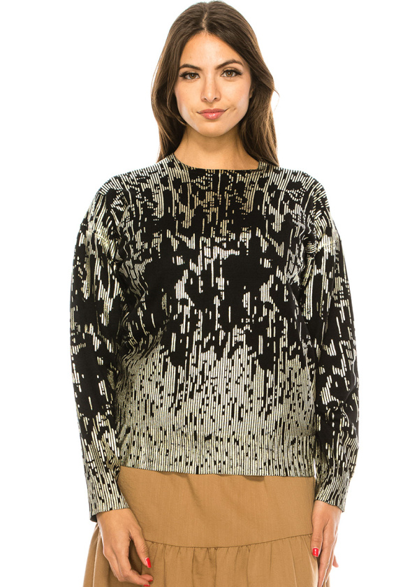 Black Abstract-Pattern Sweater