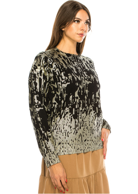 Black Abstract-Pattern Sweater