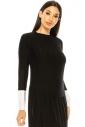Ribbed Black Sweater With White Cuffs