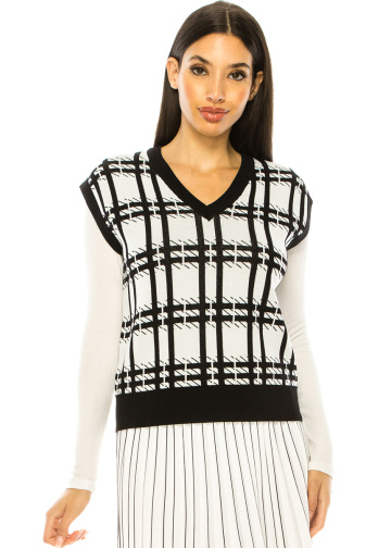 White Checkered Vest