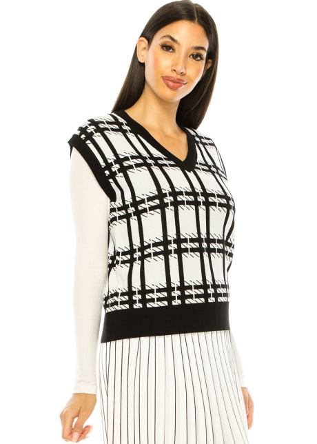 White Checkered Vest